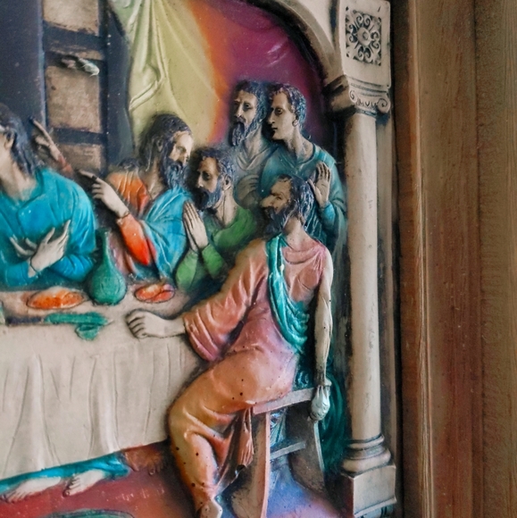 Vintage Authentic Wooden Last Supper Antique Frame - Picture 4 of 6